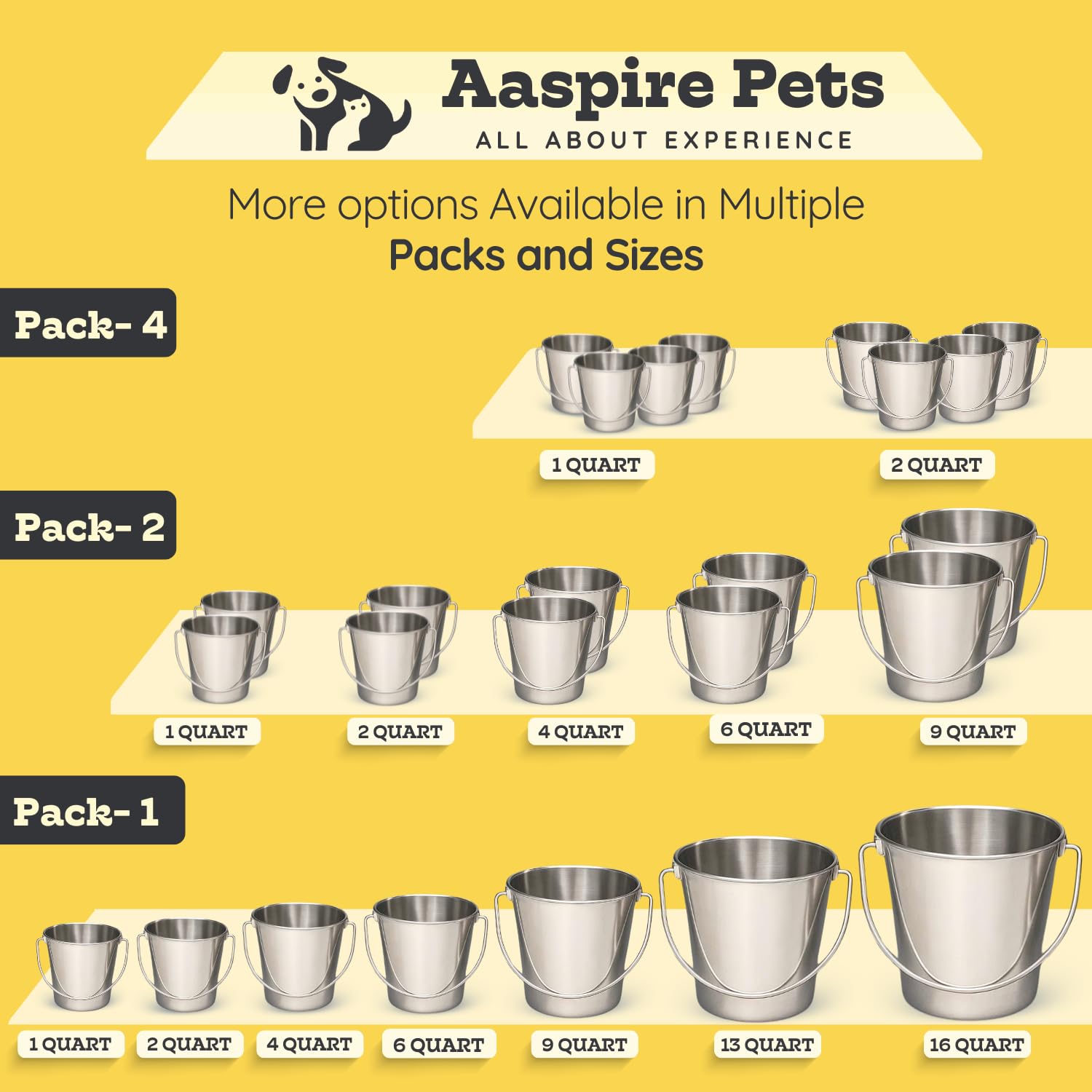 AASPIRE PETS easy-maintenance bucket design resists rust and corrosion over time.