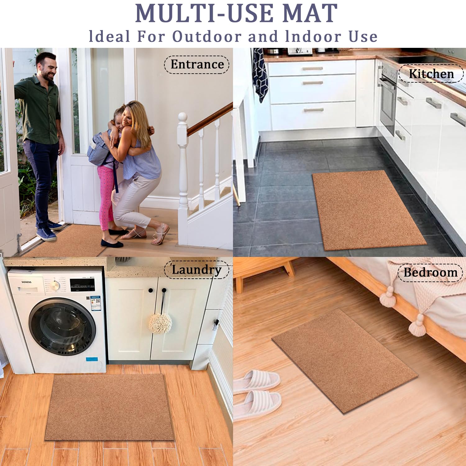 AAZZKANG outdoor-indoor door mat set withstands weather while remaining easy to clean.