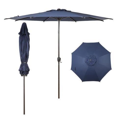 Abba Patio Lyon 9FT umbrella canopy open provides cool shade for outdoor seating.