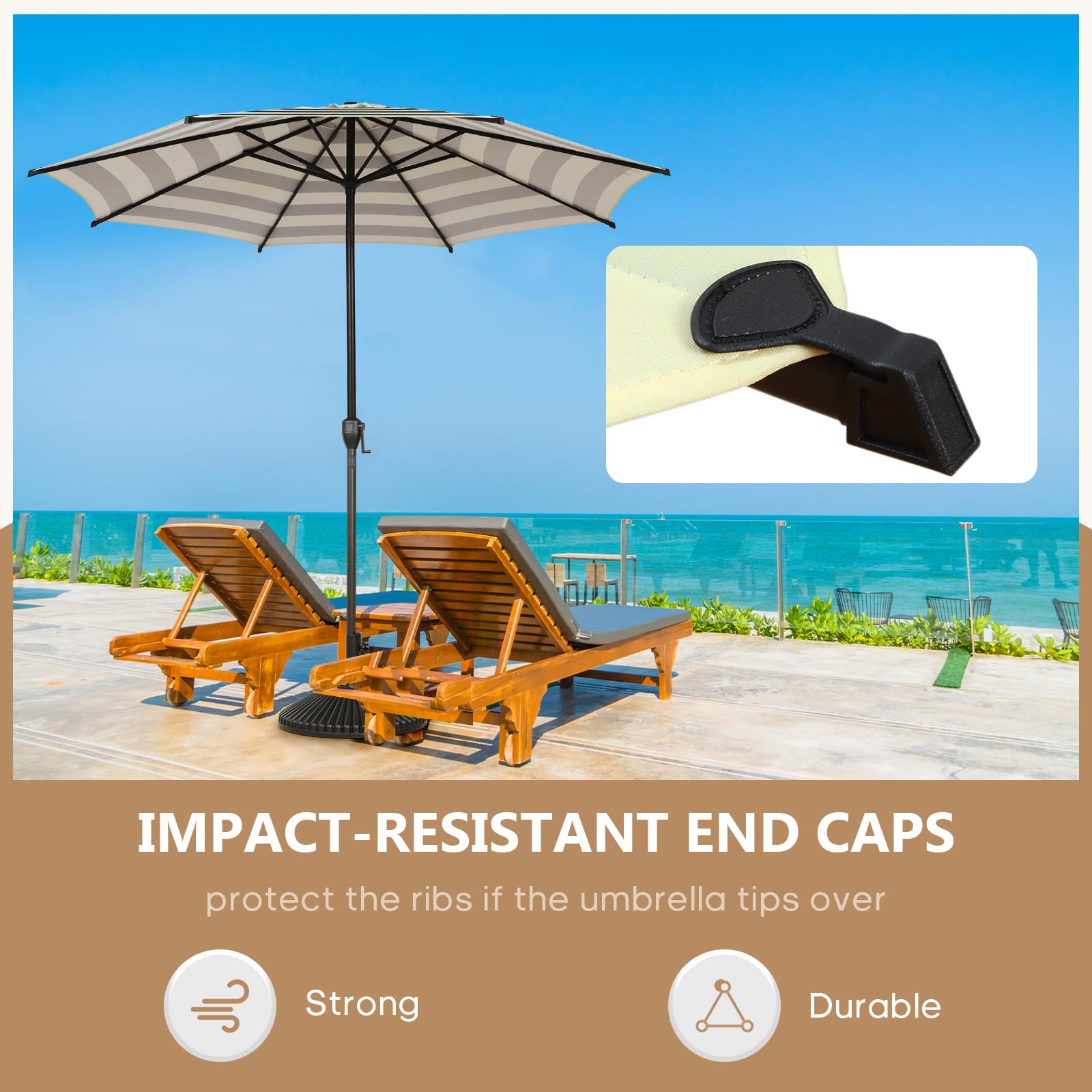 Abba Patio 9FT Lyon shade covers up to six for meals