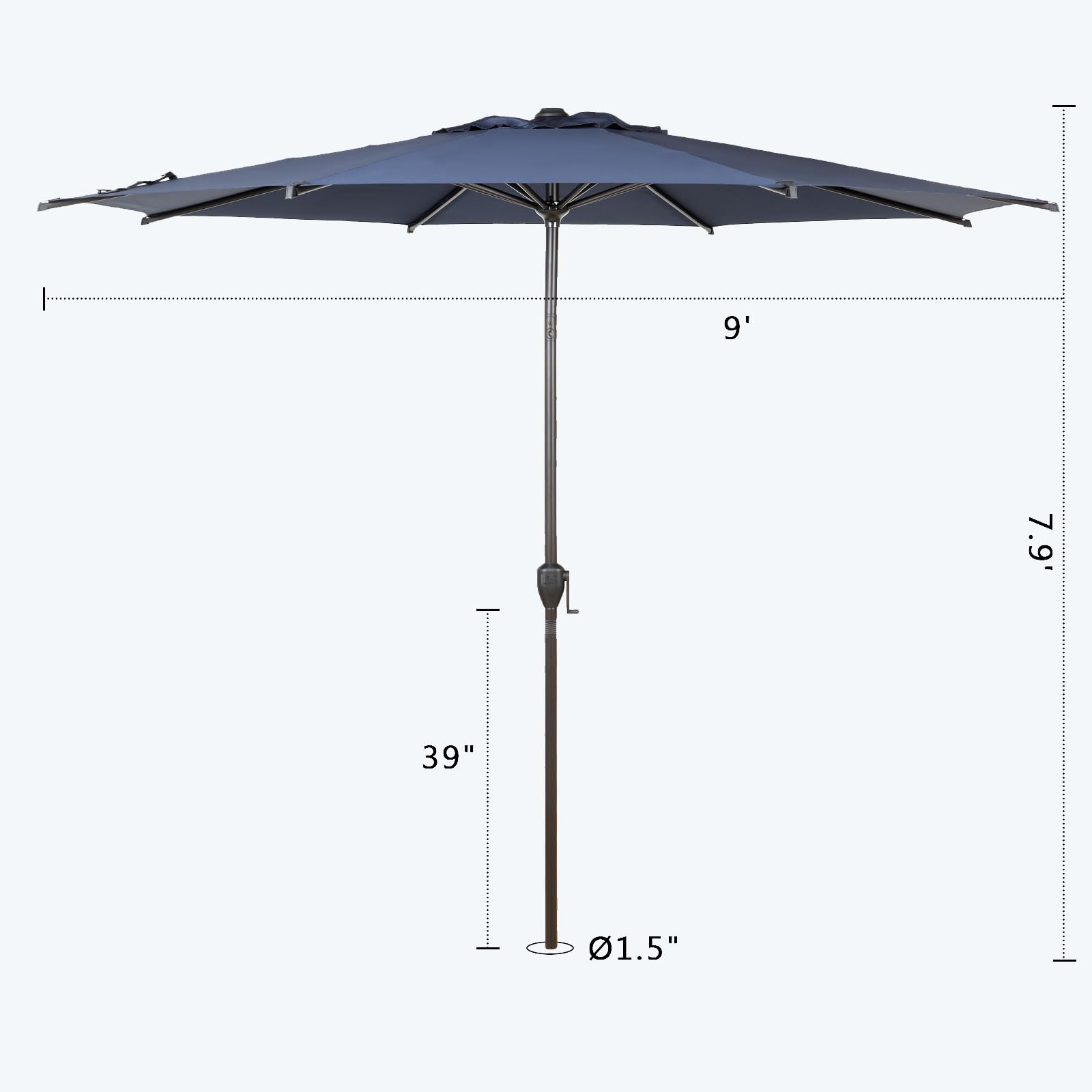 Abba Patio Lyon 9FT umbrella tilt button allows adjustable sun angles.