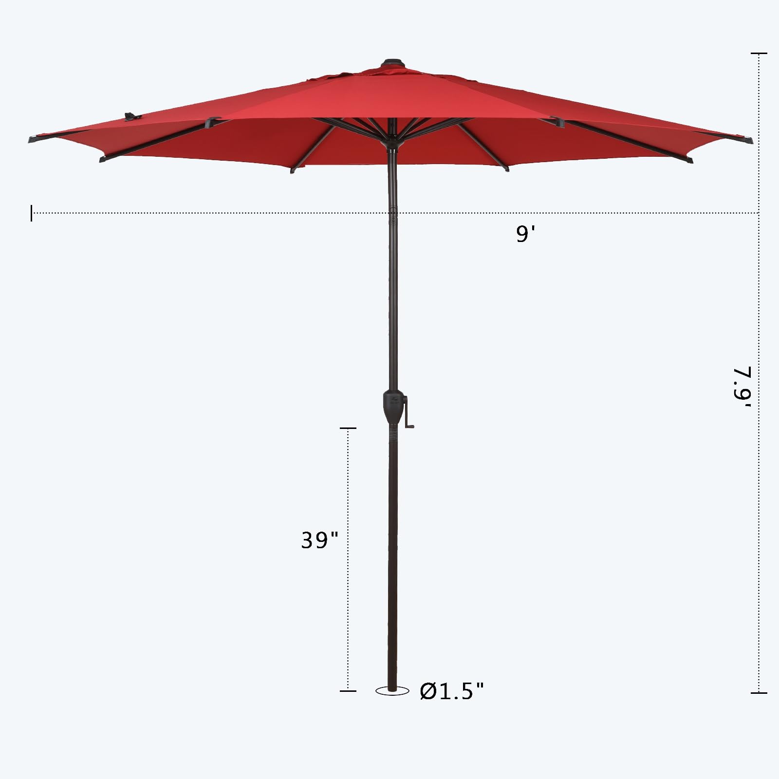 Abba Patio 9ft Lyon umbrella vented canopy for airflow and rain shelter