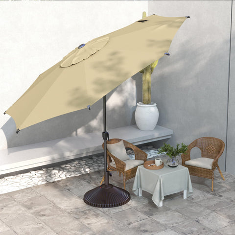 Abba Patio Lyon umbrella with crank operation shows easy height and angle adjustments.