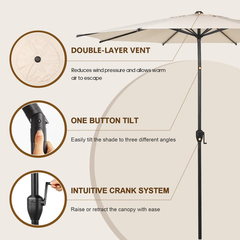 Abba Patio Lyon umbrella crank operation enables simple height and tilt control