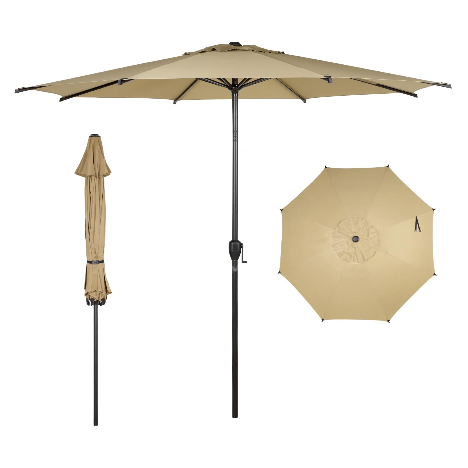 Abba Patio Lyon umbrella open canopy provides ample shade for outdoor gatherings.