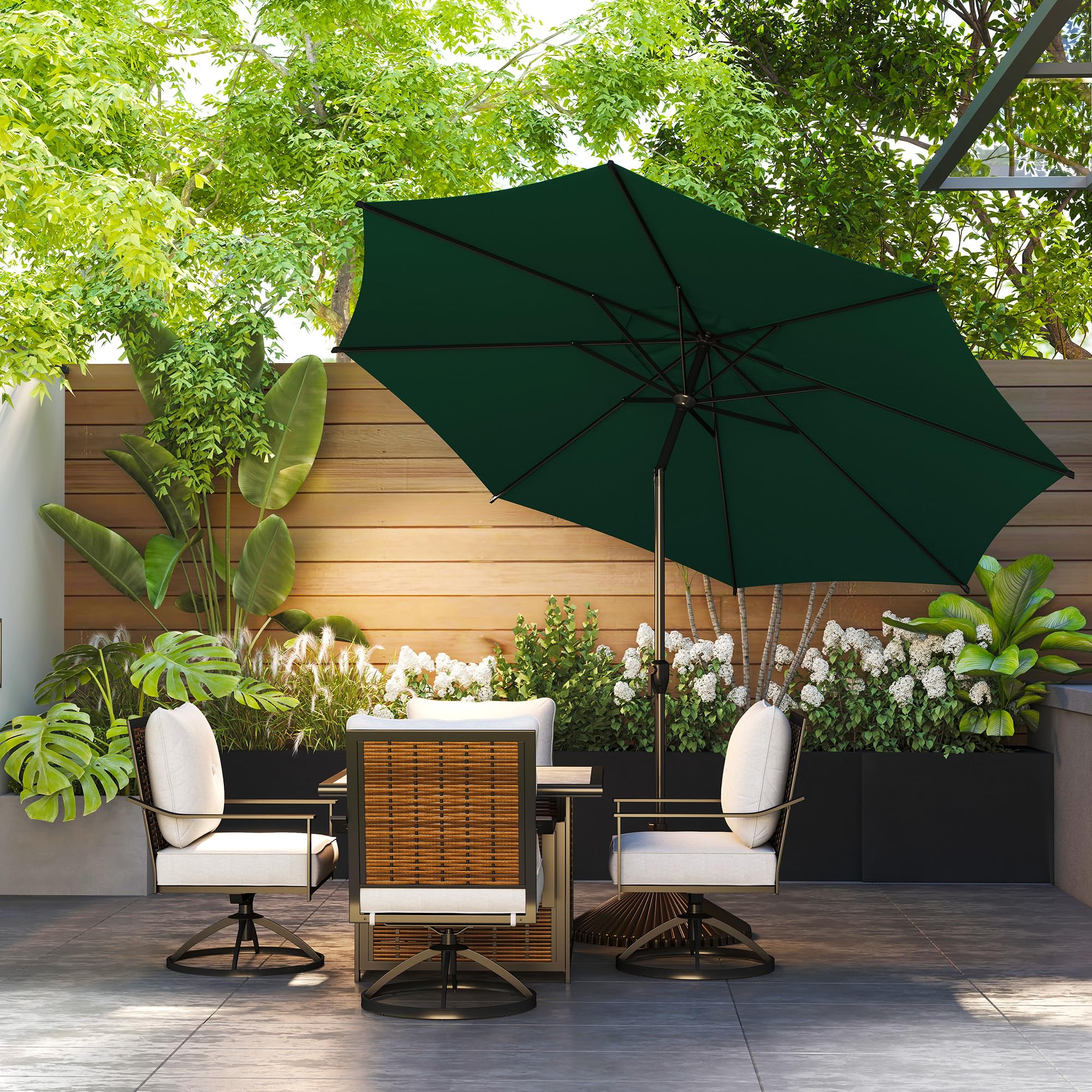 Abba Patio Lyon umbrella tilt-button for easy shade adjustment on sunny decks