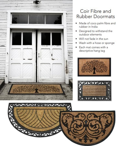 Abbott Collection Floral Bee Doormat textured coir showcases natural fibers and dirt-wiping surface