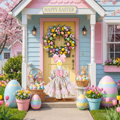 Abbylike bunny costume adds festive flair to garden parties and yard decor.