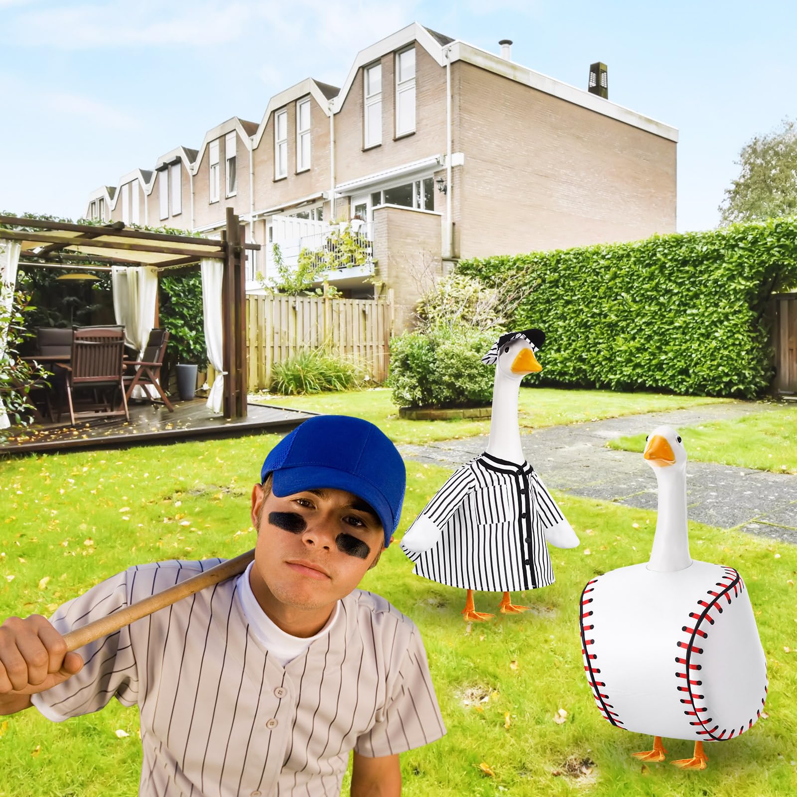 Abbylike baseball goose outfit full set presented on 23-inch lawn goose