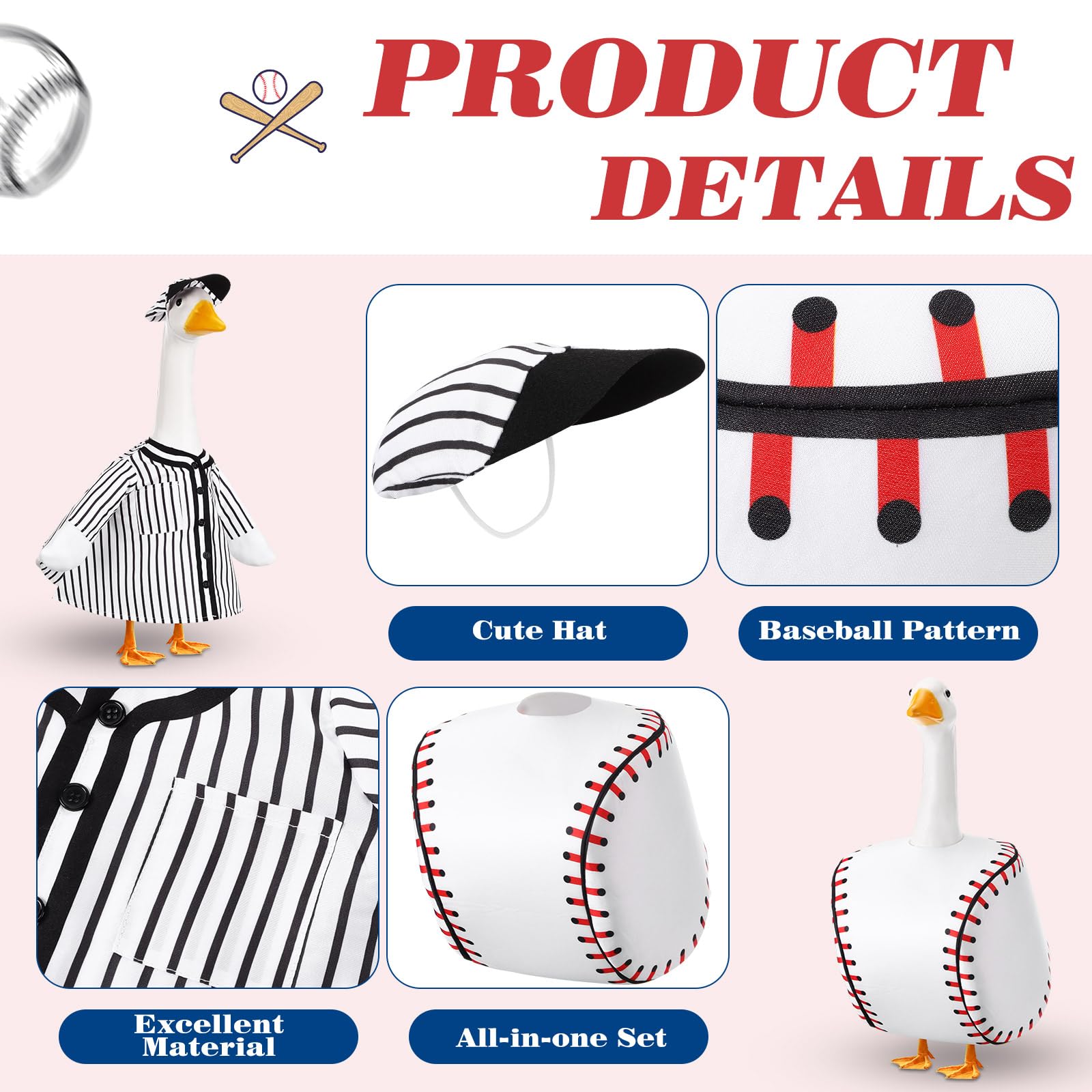 Abbylike baseball goose outfit pants on 23-inch lawn goose for outdoor display
