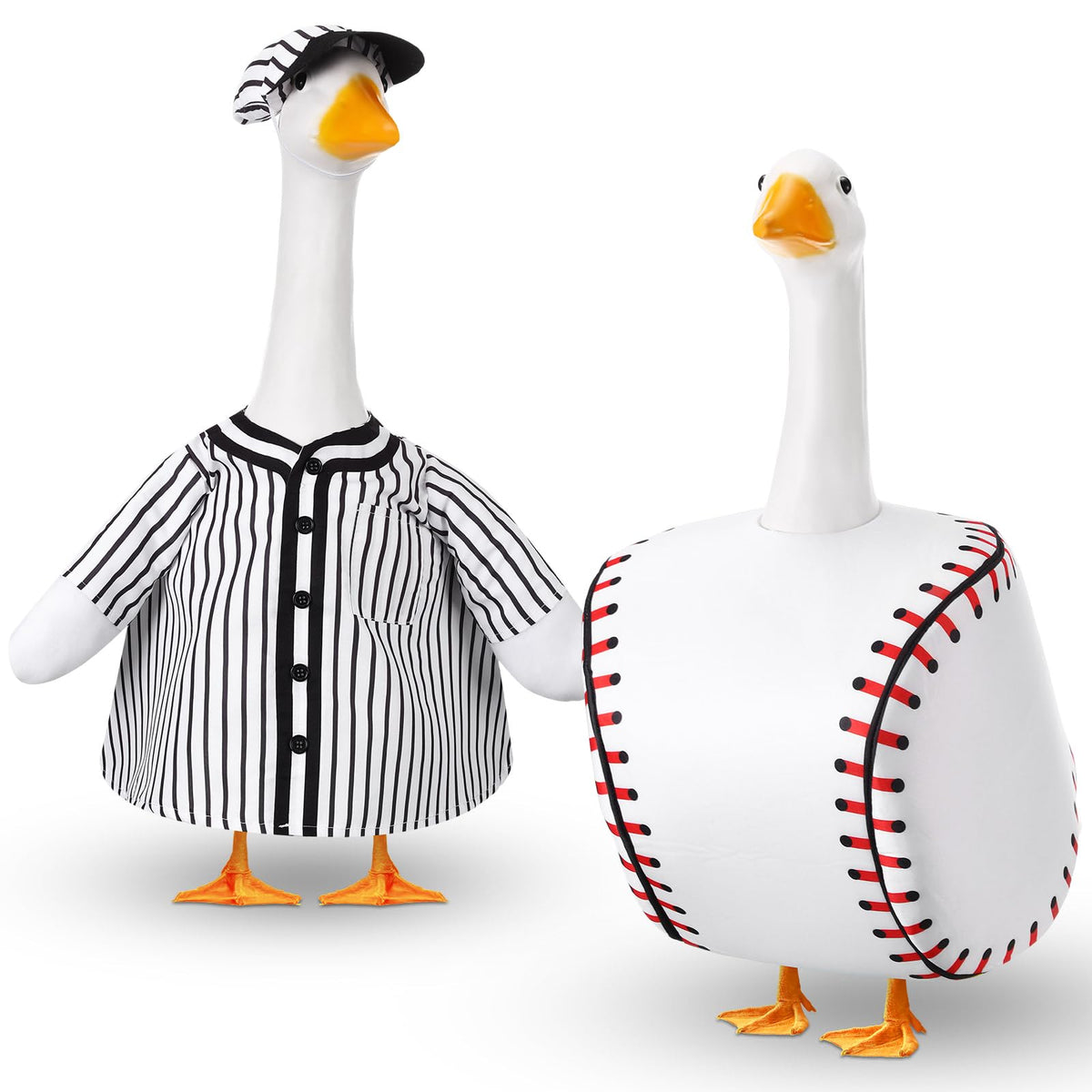 Abbylike baseball goose outfit top hat on 23-inch lawn goose for festive decor