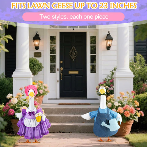 Abbylike blue and purple goose costume adds vibrant outdoor color.
