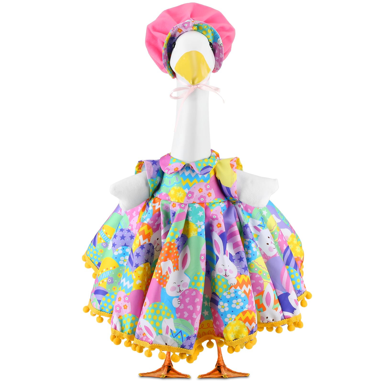 Abbylike Easter bunny goose outfit hat adds festive flair to your garden display.