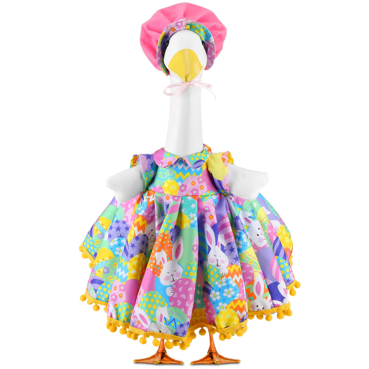 Abbylike Easter bunny goose outfit hat adds festive flair to your garden display.