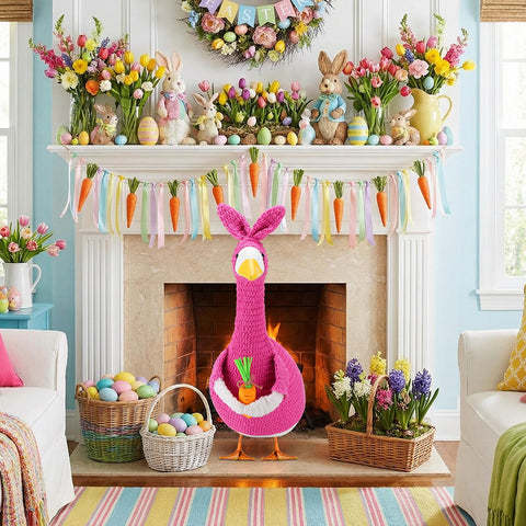 Abbylike bright pink Easter bunny design adds color to outdoor decor