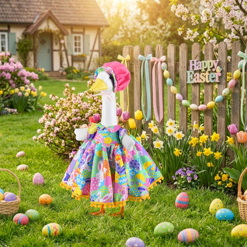 Abbylike Easter goose costume easy on/off design for quick dressing.