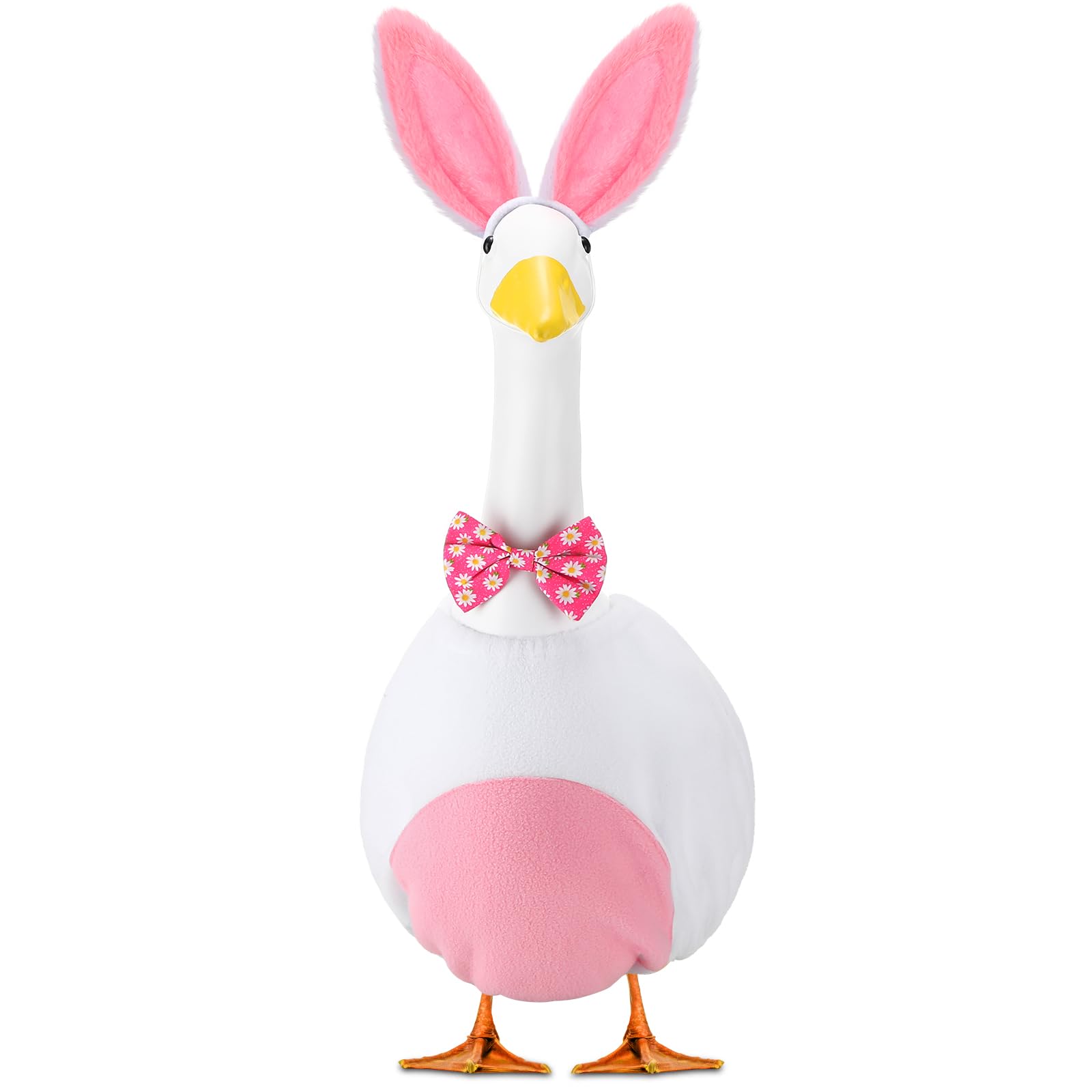 Abbylike Easter goose outfit with bunny ears headband for a charming porch display this spring.