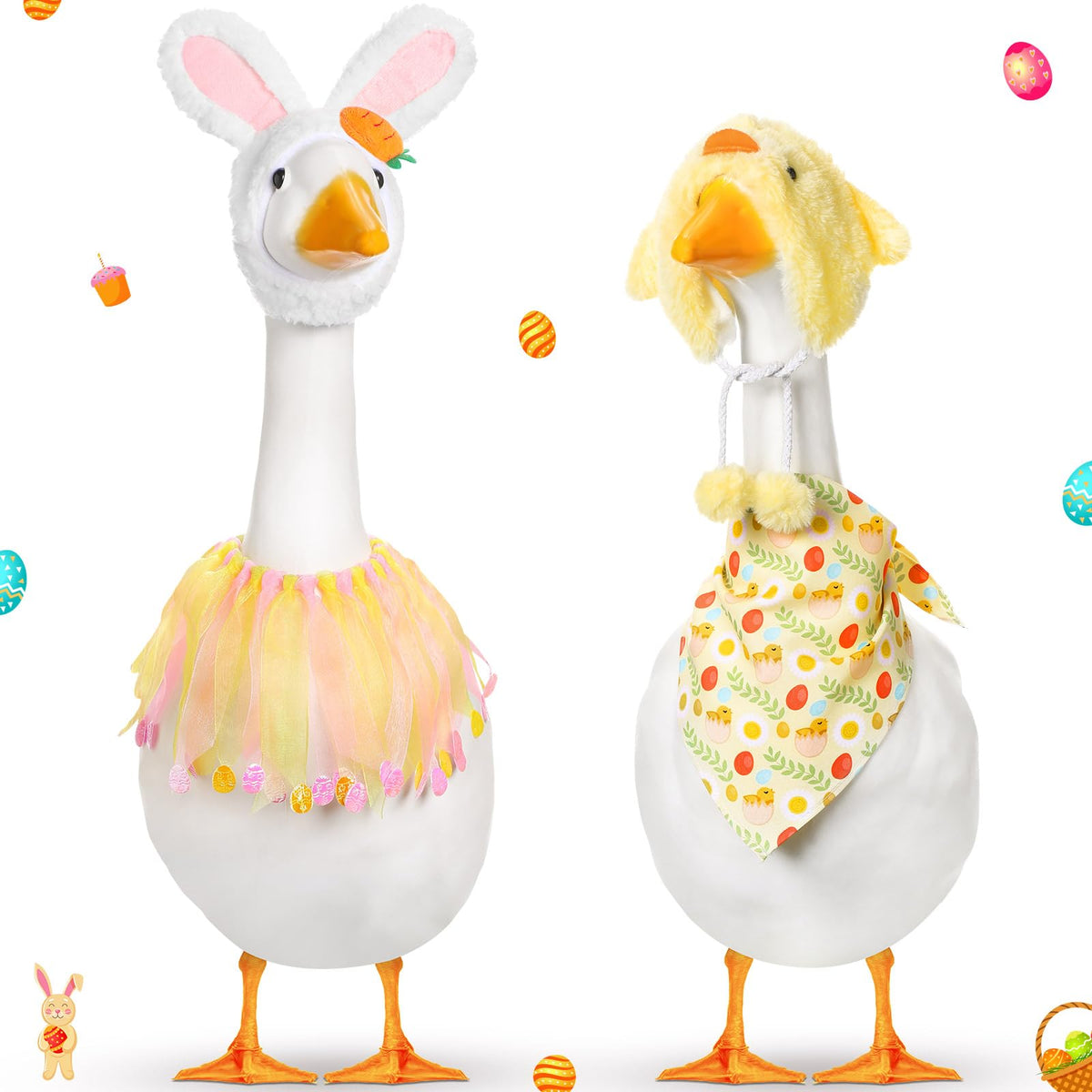 Abbylike Easter goose outfit chick hat for festive lawn display
