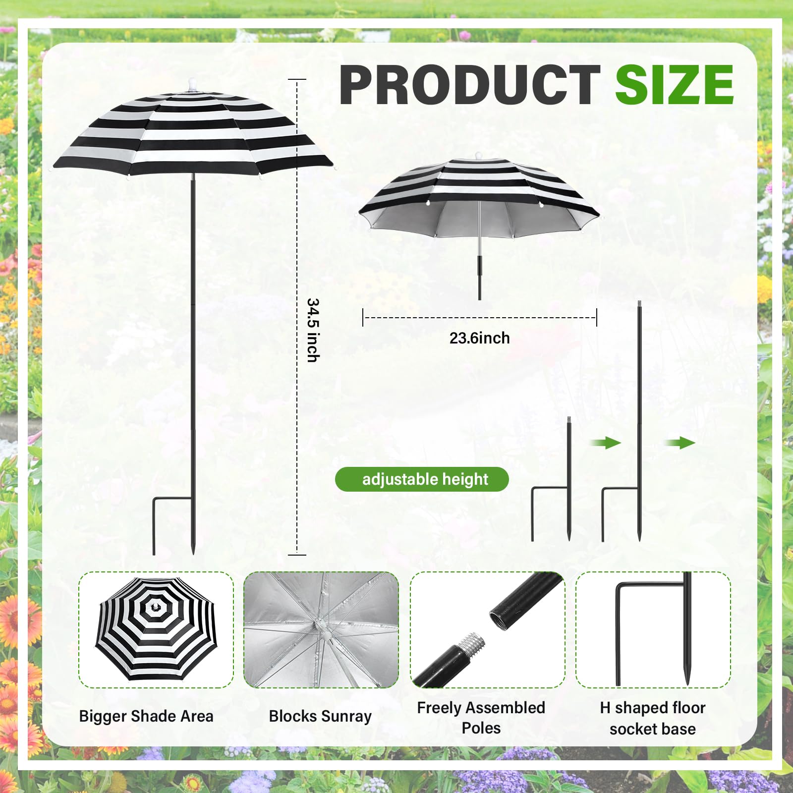 Abbylike extension poles provide adjustable height for flexible outdoor shade.