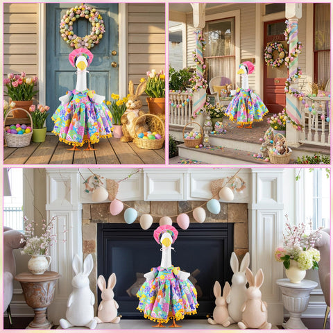 Abbylike garden Easter goose display elevates spring yard decor.