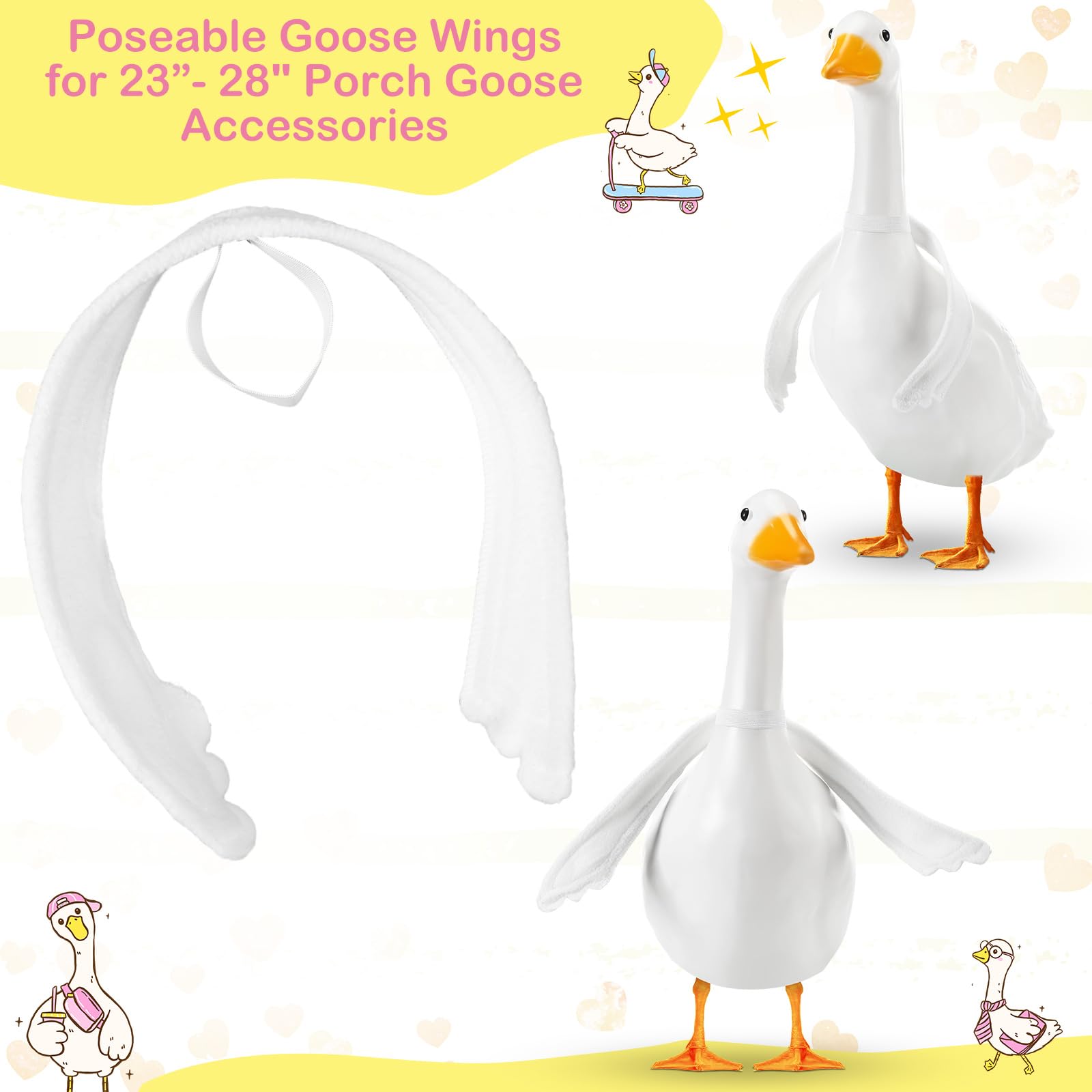 Abbylike goose wings white plush material for durable outdoor use.