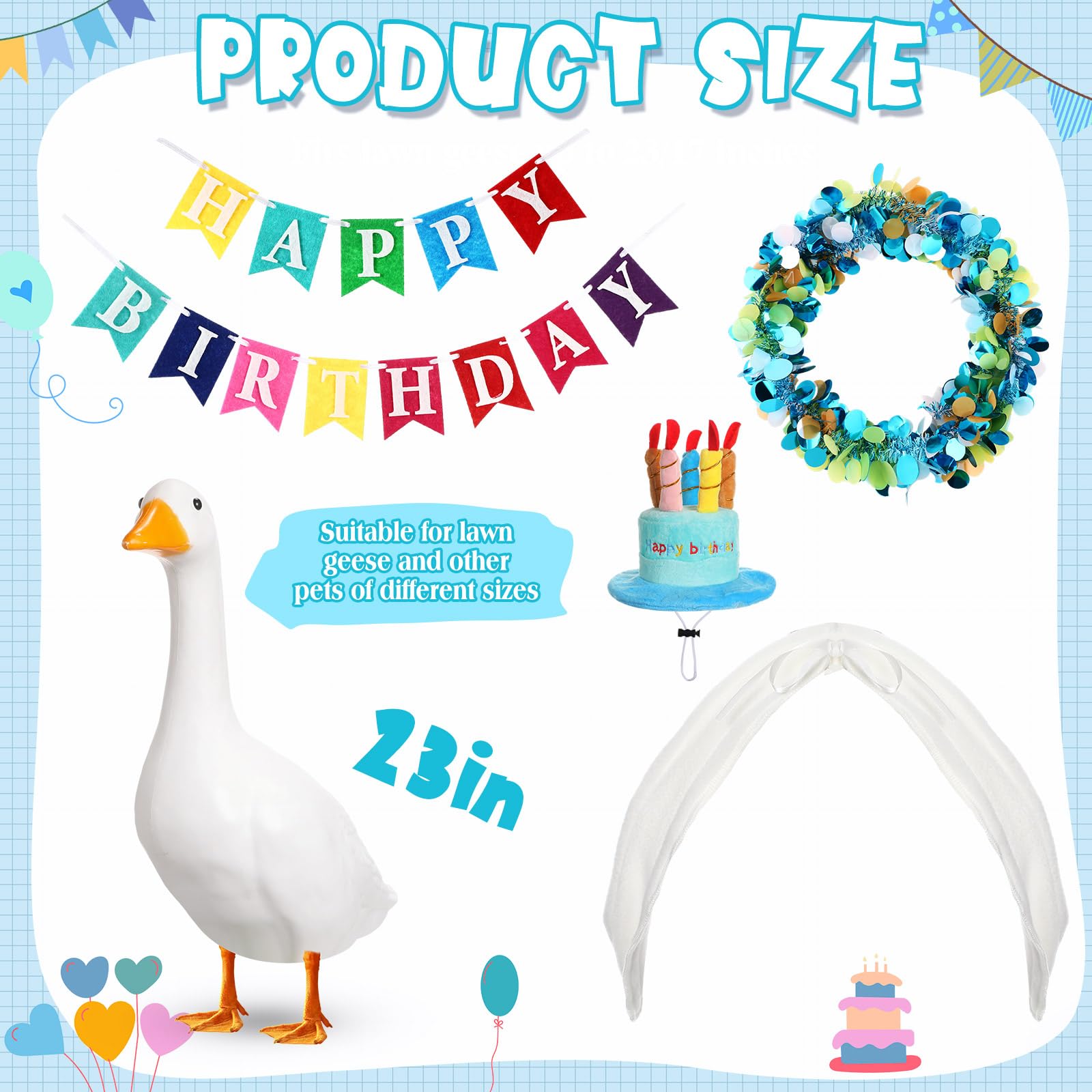 Abbylike happy birthday banner for goose creates standout lawn decoration