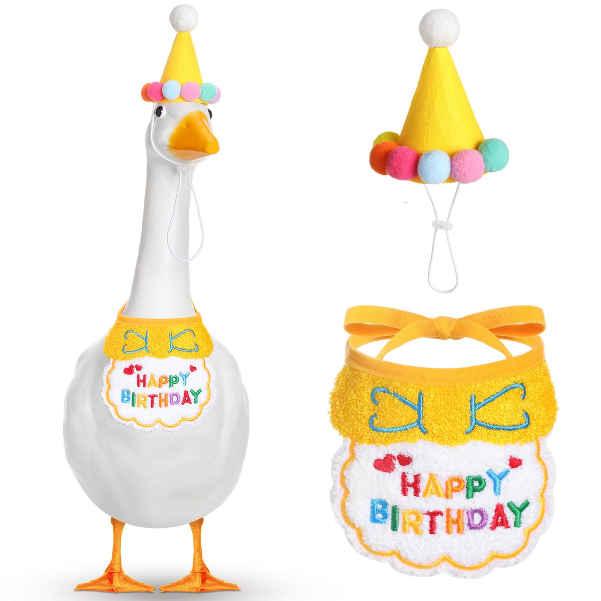 Abbylike happy birthday goose hat adds festive charm to lawn decor