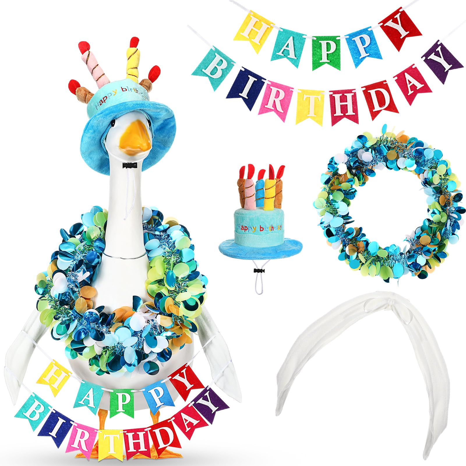 Abbylike happy birthday hat for goose adds quick festive charm to outdoor decor
