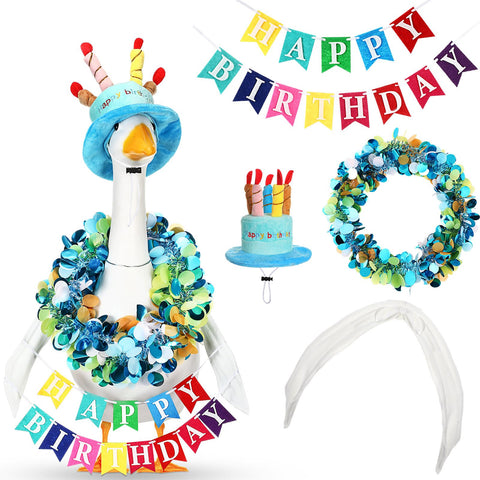 Abbylike happy birthday hat for goose adds quick festive charm to outdoor decor