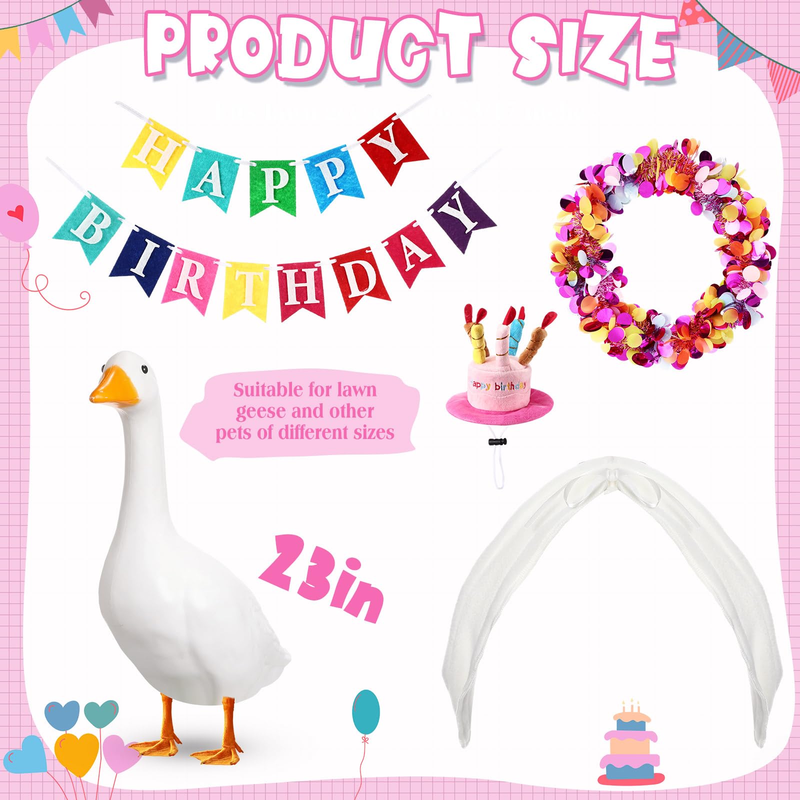 Abbylike Happy Birthday hat adds playful charm to lawn geese statues