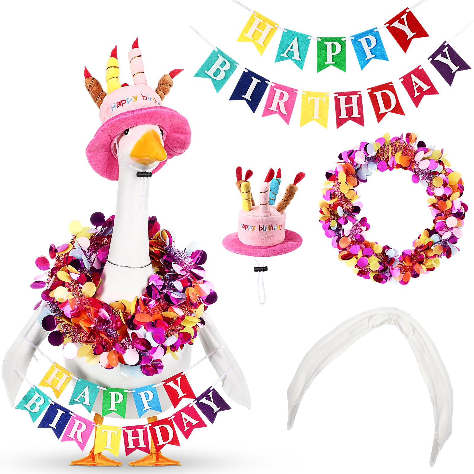 Abbylike Happy Birthday goose wings add festive outdoor display for 23-inch statues