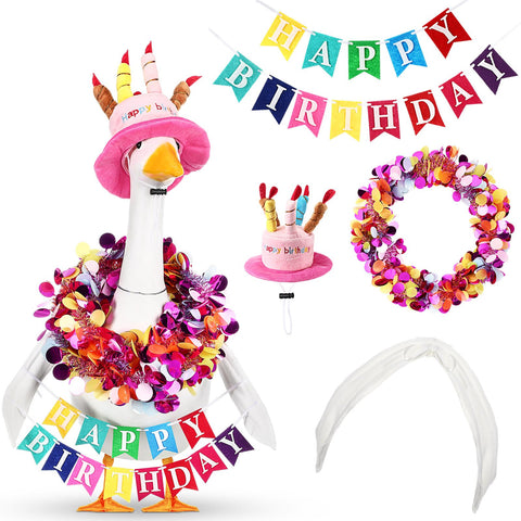 Abbylike Happy Birthday goose wings add festive outdoor display for 23-inch statues