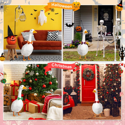 Abbylike Christmas goose bow-ties bring festive lawn vibes.