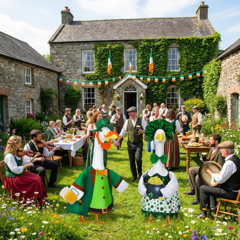 Abbylike St Patrick's outdoor decor for patios and gardens with shamrock flair.