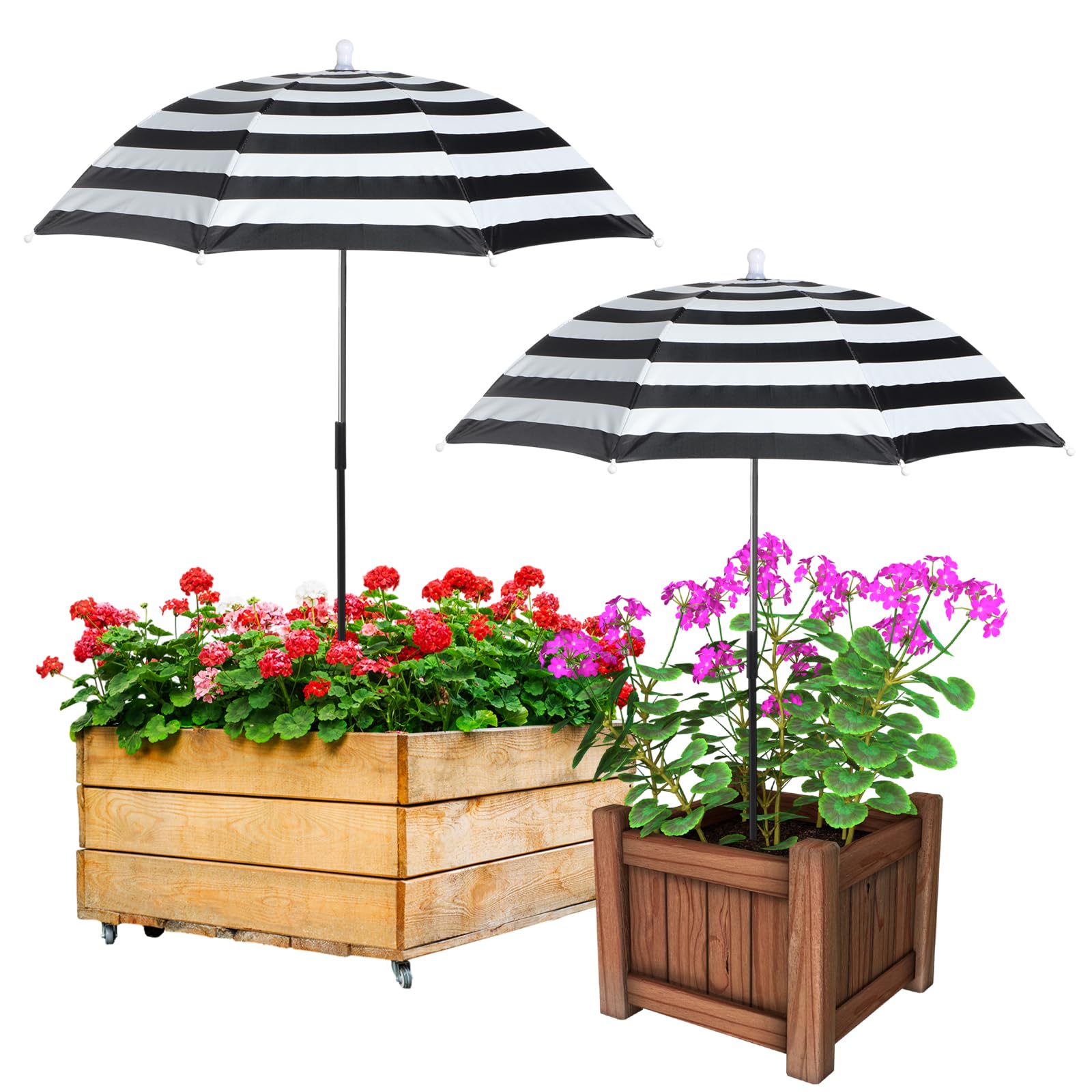 Abbylike plant umbrella canopy shields foliage from sun with stylish stripe design.