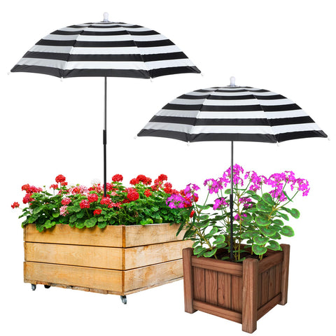 Abbylike plant umbrella canopy shields foliage from sun with stylish stripe design.