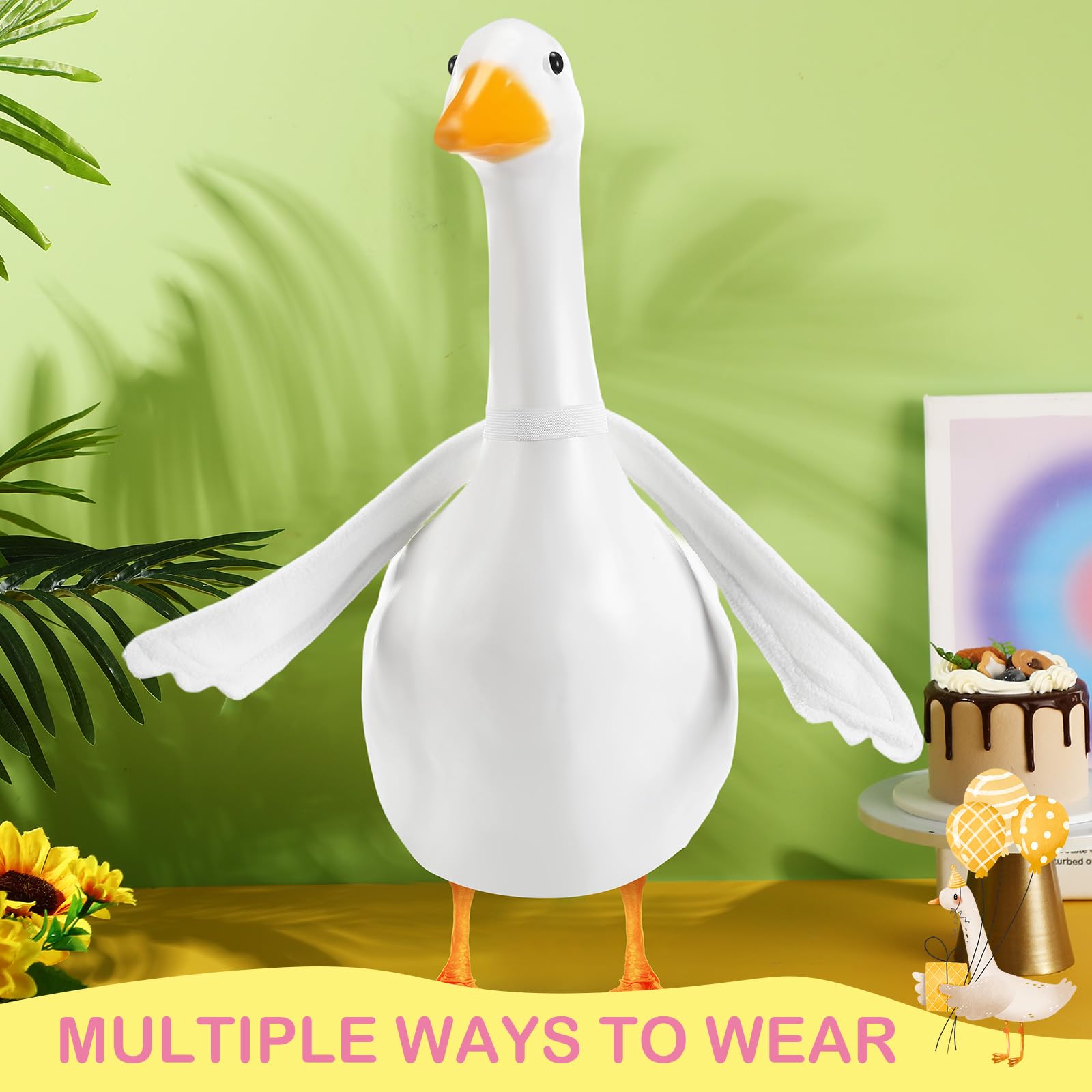 Abbylike poseable goose wings side view showing neck wire flexibility.