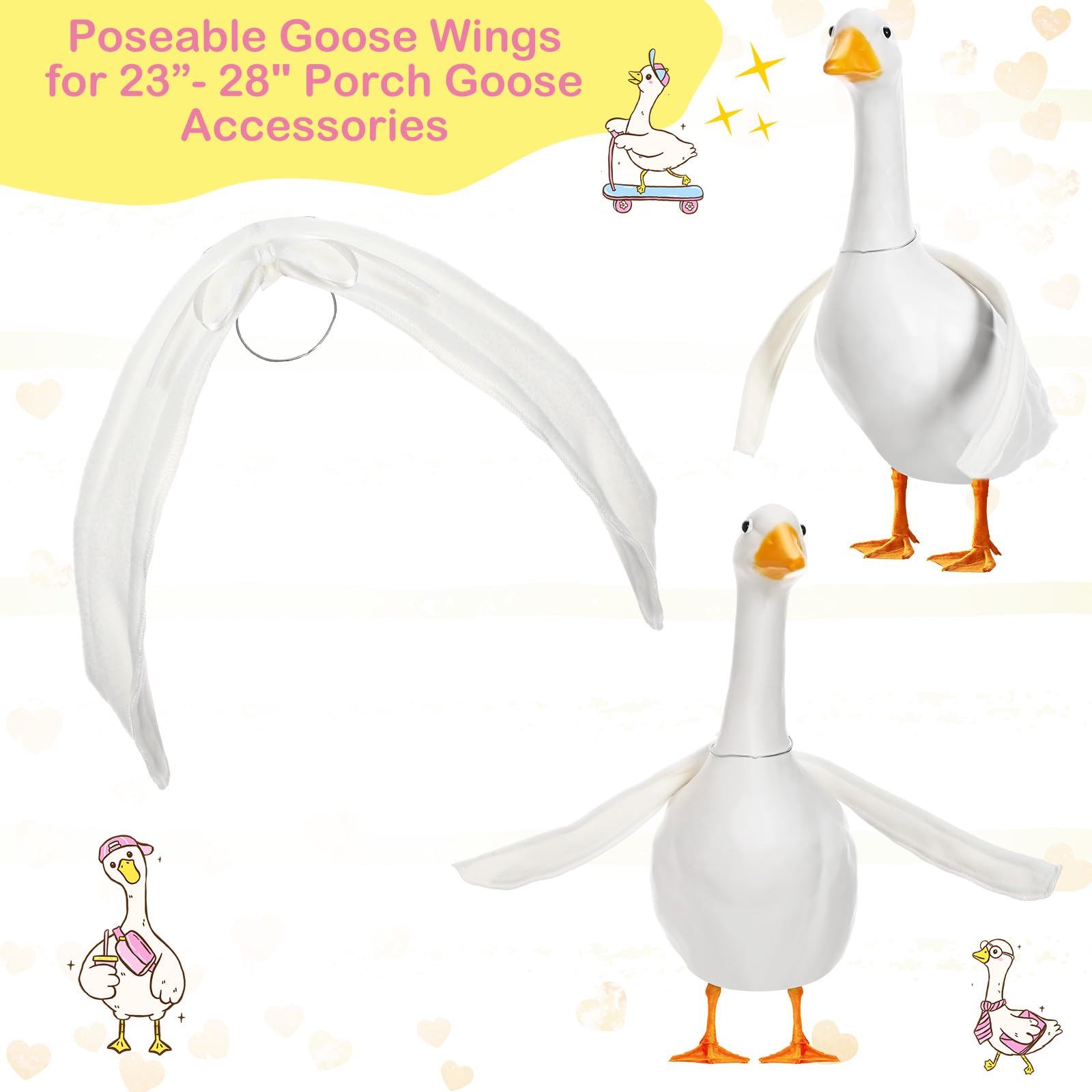 Abbylike white wings close-up showing plush fabric and wire support.