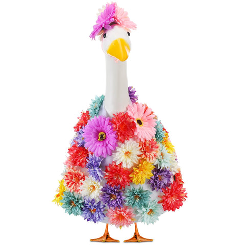 Abbylike spring flower goose outfit on porch enhances curb appeal