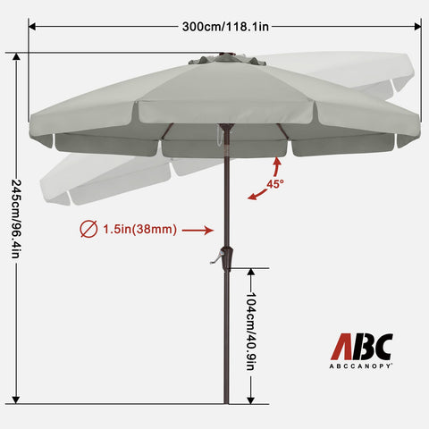 ABCCANOPY 10ft scalloped umbrella crank-tilt mechanism enabling adjustable shade
