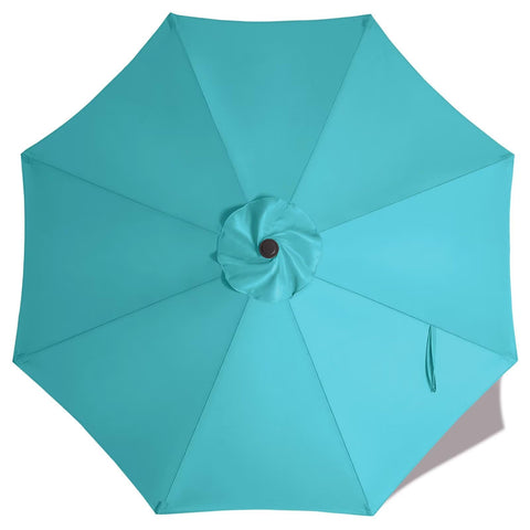 ABCCANOPY turquoise 9ft top for umbrella with 8 ribs shown in shade-ready setup