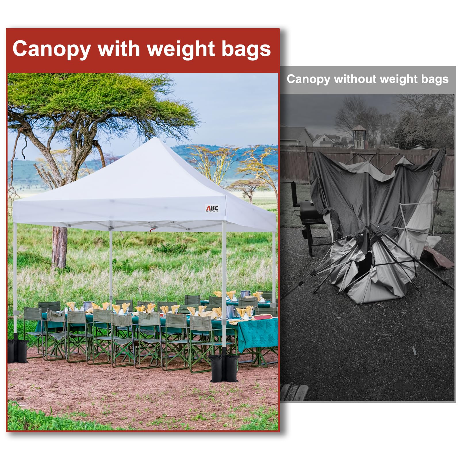 ABCCANOPY lightweight bags are easy to carry and transport.