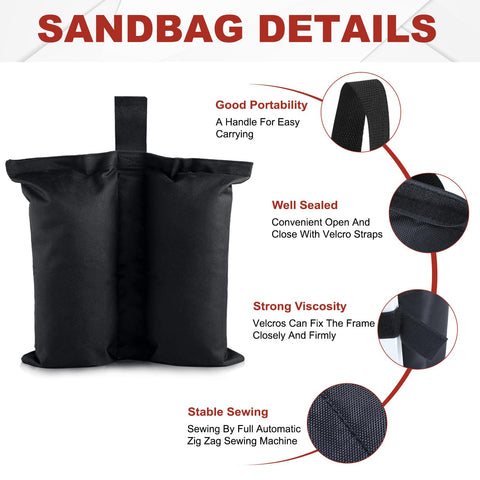 ABCCANOPY weights with Velcro straps secure tent legs in windy conditions.