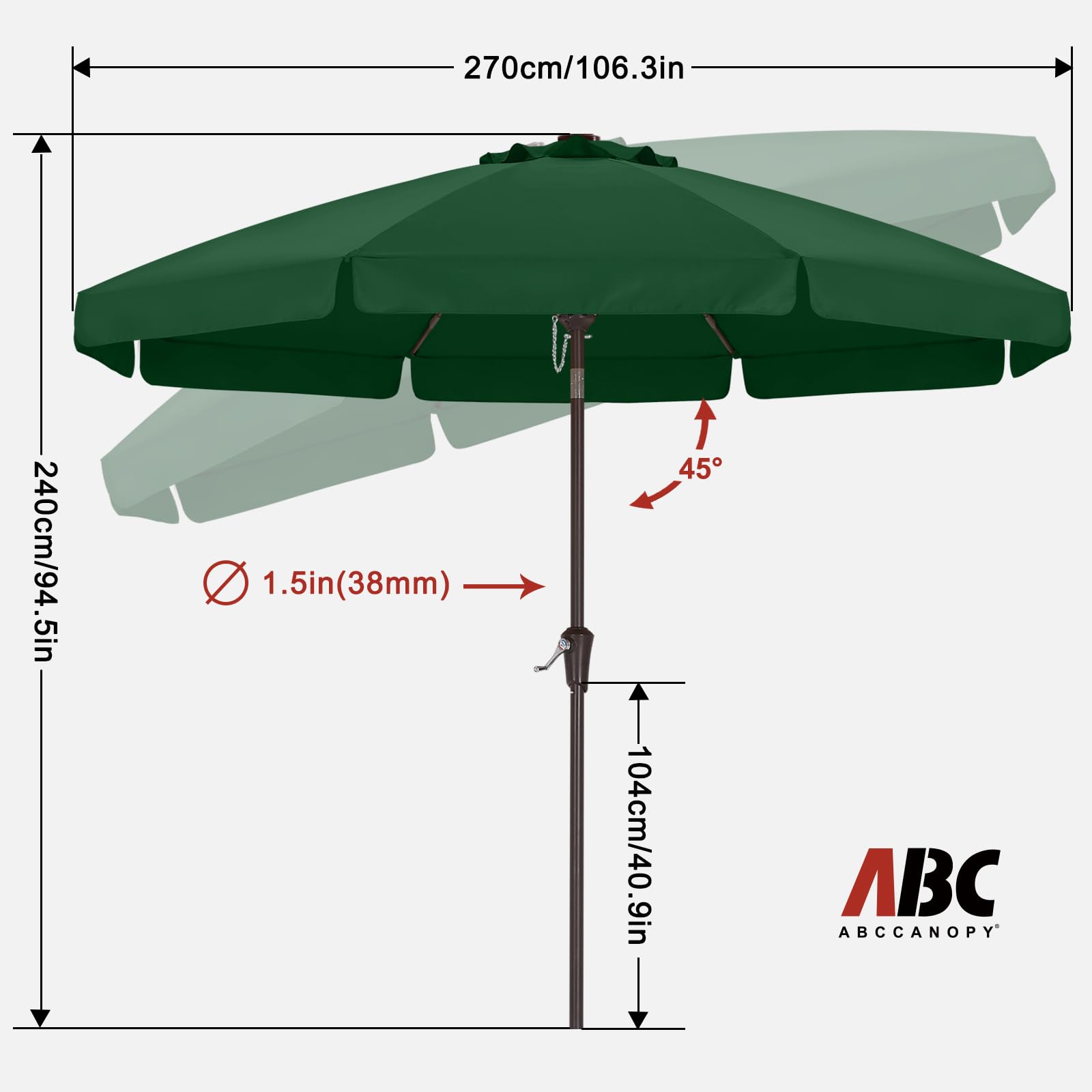 ABCCANOPY crank tilt mechanism enabling easy afternoon shading