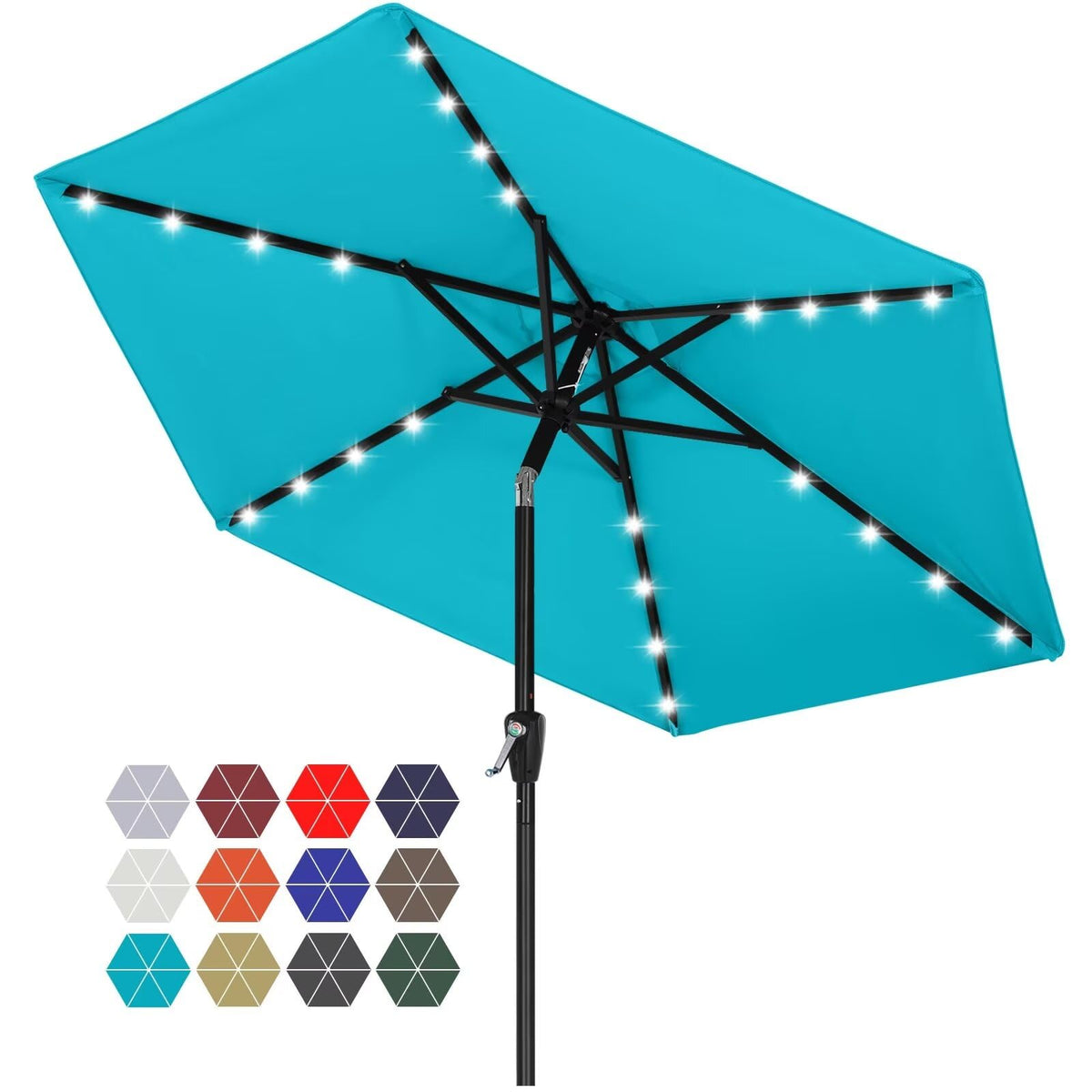 ABCCANOPY durable solar LED patio umbrella with 24 LEDs lights for evenings