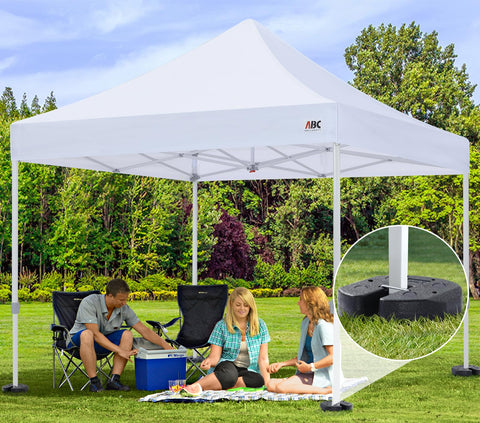 ABCCANOPY Easy Canopy Weights used outdoors stabilize tents and gazebos.