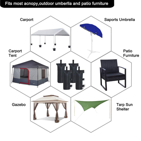 ABCCANOPY easy-fill top opening and carrying handle on weight bags