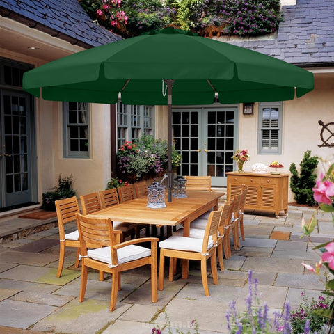 ABCCANOPY green patio umbrella in use enriching an outdoor seating area