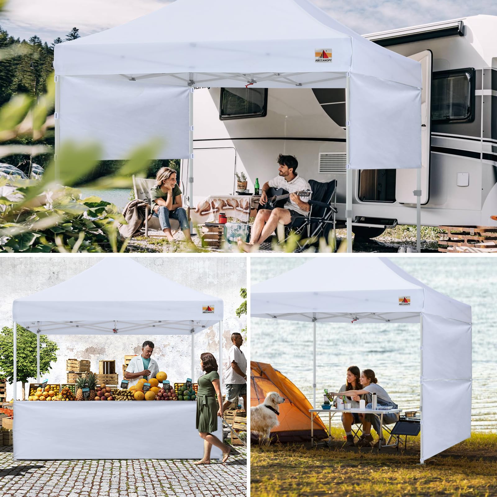 ABCCANOPY half wall assembly in white, easy install for flexible layouts.