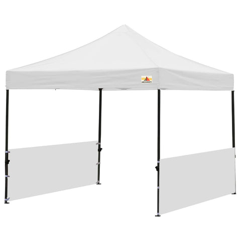 ABCCANOPY half wall front view in white, adds sun protection for pop-up tents.
